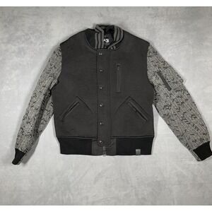 Y-3 Yohji Yamamoto Jacket Mens Small Black Gray Wool Knit Varsity‎ Bomber Adidas